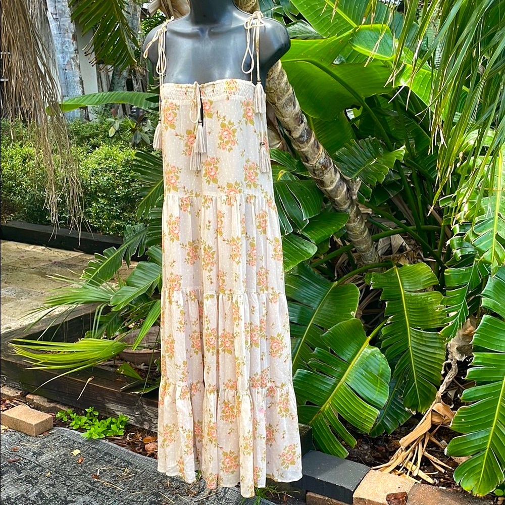 Storia floral, chiffon tiered, bohemian maxi dress